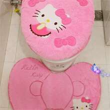 Sanrio Sanrio Hello Kitty 1/3pcs Bathroom Set: Soft & Absorbent Carpet, Contour Mat & Toilet Seat Cover - Cozy Polyester Blend For Comfort & Style
