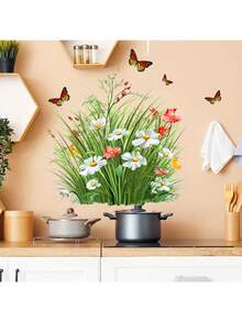 1 buc autocolante de perete cu flori de iarbă și fluturi autocolante decorative autocolante din PVC autocolante detașabile autoadezive ușor de rupt decorațiuni interioare dă-ți viața un aspect nou autocolante de decorare de sărbători cadouri de ziua de naștere de absolvire decor de perete decor cameră