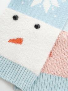 1pc Women's Cute Snowman Knitted Scarf, Multi-Color, Warm And Cozy For Autumn/Winter, Suitable For Students