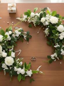 2Pack Wedding Garland 2ft Artificial Flowers Garland Lantern Flower Centerpieces Wedding Aisle Decor Chair Flowers Arch Floral For Mantel Signs DIY Table Wall Window Cake Decoration - 白色 - 查看 3