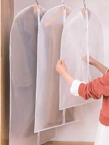 10个/5个/1个透明服装袋，挂衣罩透明3D防尘袋，可水洗家用收纳袋，适用于外套、西装 - 白色 - 查看 4