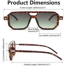 FEISEDY Vintage Square 70s Flat Aviator  Women Men Classic Retro Stylish Frame   B2622(021 Tortoise Frame & Gradient Grey Green Yellow Lens 52 Millimeters) - Type33 - 查看 7