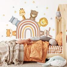 2pcs Cartoon Cute Animal Bear, Deer, Rabbit, Squirrel Wall Stickers, Self-Adhesive PVC Decals For Bedroom, Living Room, Home Decor Room Decor Bedroom Decor Kitchen Decor Wall Decor