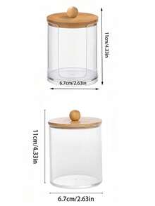 مجموعة حاوية وموزع للقطن الطبي، حامل كرة 10 أونصة، منظم زجاجات الأدوية للقطن والكرات والخيط السني (غطاء من البامبو)