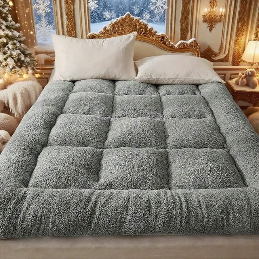 1pc Ultra-Soft Mattress Pad - Thick, Portable, Foldable Design For Dorms, Bedrooms & Hotels - Machine Washable, Ideal For Christmas, Back-To-School, New Year, Guest Room Essentials | Fluffy Mattress | Foldable Mattress - 綠色 - 查看 1