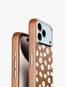 Funda de cuero para iPhone 17 Pro Max 17 Air con protección de pantalla completa, diseño de margaritas, minimalista, material de PU premium. - Gris Claro - Ver 11