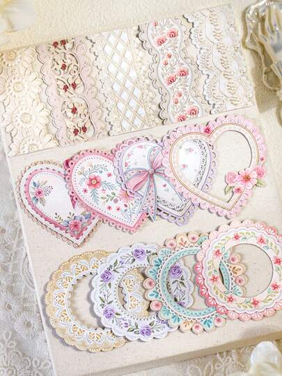 20 peças de adesivos de renda de papel kraft branco, materiais de decoração para scrapbooking faça você mesmo