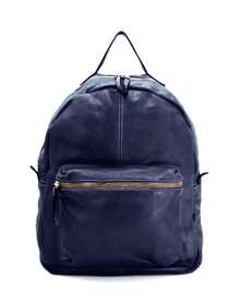 Men's/Women's Backpack In Genuine Vintage Calfskin Leather – Adjustable Shoulder Straps, Zip Pockets, Made In Italy - 藍光 - 查看 6