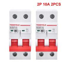 2 pezzi Interruttore automatico solare a 2 poli (2P) con protezione da sovraccarico e cortocircuito, montato su guida DIN, adatto per pannelli solari, sistemi di energia rinnovabile, con varie portate di corrente 6A/16A/20A/32A/40A/50A/63A, design compatto, struttura durevole, per ingegneria elettrica