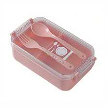 1 set de boîte à lunch carrée de couleur unie avec couvercle transparent, comprenant des ustensiles en plastique réutilisables (fourchette et cuillère), micro-ondable, convient pour les travailleurs de bureau, les étudiants, les bureaux, les écoles, les fêtes, l'extérieur, le camping, les pique-niques, les voyages et les repas légers.