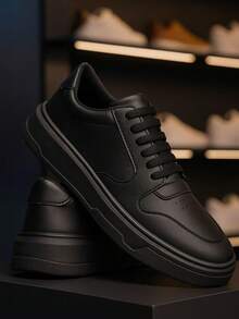 MR TRY SHOES Tenis Masculino Sapatenis Casual Sola Alta Comfort Básico Leve Confortável - Preto - Visão 3
