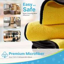 23x23cm Yellow Microfiber Cleaning Cloths 10Pcs - Black Trim, Ultra Absorbent For Home, Kitchen & Auto Cleaning Tasks
