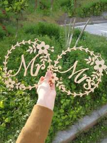 2pcs Mr. And Mrs. Wedding Chair Back Creative Letter Pendant Wedding Gift (With Two Ribbons) Can Be Used As Photo Props, Souvenirs, And Perfect Gifts For Family, Friends, Or Other Newlyweds In Your Life