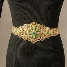 1pc Moroccan Women's Elegant Luxurious Gold-Plated Metal Waist Belt With Carved Floral Cutout Pattern, Kaftan Bridal Jewelry Accessory