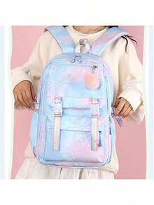 Stitch Student School Bag Large Capacity Backpack Rainbow Print Cartoon Outdoor Backpack Large Capacity Makeup Organizer Makeup Case, For Lipstick, Brush, Skincare, Mobile Phone, Coin, Small Items, For Home,Gift,Vacation And Festival Christmas Multifunctional Use