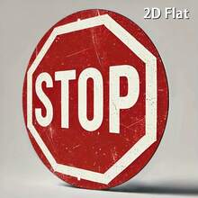 [2D Flat] Vintage Stop Sign Aluminum Wall Art - 7.8" Round Retro Traffic Symbol Poster, Perfect For Bar, Cafe, Beach House, Playroom & Backyard Decor, Metal Outdoor Decor - 彩色 - 查看 4