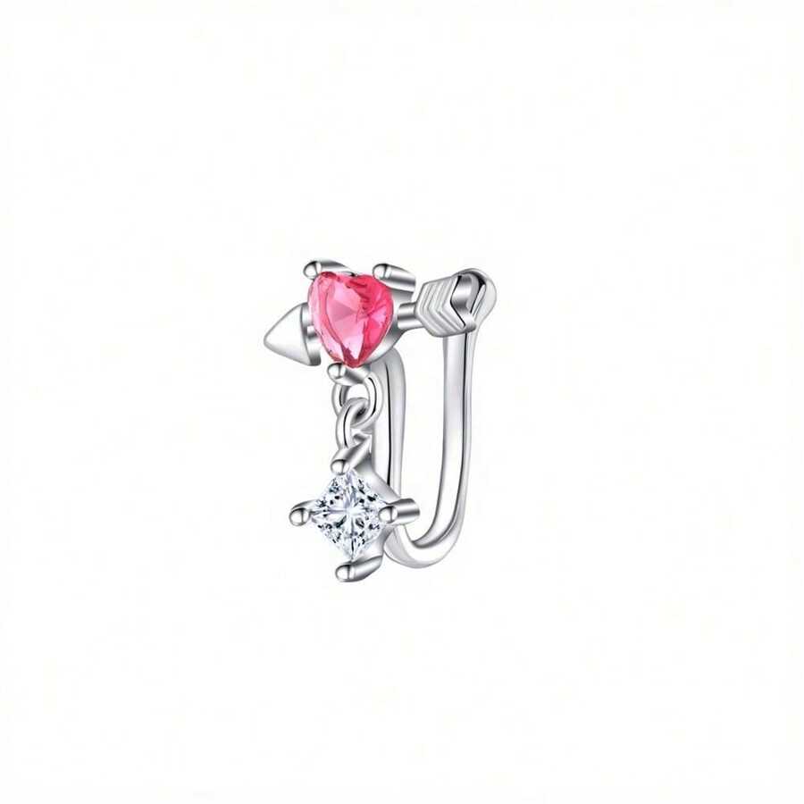 Fashion Non-Piercing U-Shaped Nose Clip With Synthetic  Butterfly Heart Nose Ring Fake Nose Jewelry Piercing Jewelry Set Suitable For Women - 風格-5 - 查看 1