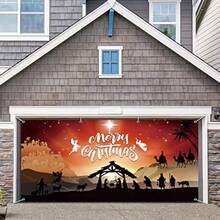 DChristmas Nativity Garage Door Banner Cover 7x16ft Extra Large Fabric Nativity Scene Christmas Backdrop Photo Booth Background For Xmas Holiday Winter New Year Eve Party Decorations Supplies10