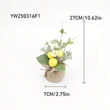 3 pièces Charmant arbre de citron artificiel avec corde de toile de jute - Mini plante en pot pour la décoration de la maison et du bureau, parfait pour une utilisation intérieure/extérieure, affichage saisonnier polyvalent