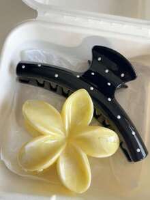 2pcs/1pc Women Acrylic Polka Dot Yellow Marble Printed Daisy, Hair Clips, Minimalist Fashion Design For Bun Updo, Summer Beach Travel Hawaii Style Accessories, Suitable For Daily Use Fashion Hair Accessories Flower Claw Clips Elegant Hair Claw Fall Winter For Vacation Outfits Woman - Multicolor - View 4