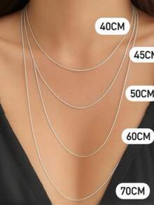 Solid 925 Silver Venetian Chain Necklace | Women's And Men's | 40cm To 70cm - 銀色 - 查看 9