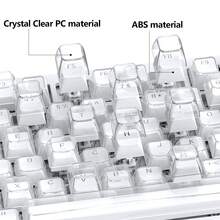136键多色（白/粉/紫/蓝）水晶果冻键帽，PC透明材质，兼容MX轴，6.25U空格键，适用于61、64、68、82、84、87、96、98、100、104、108键机械键盘。简约风格，机械键盘DIY改装键帽。 - 136鍵側刻 - 查看 7