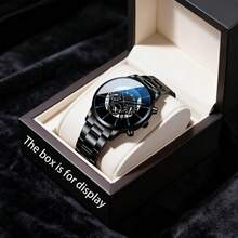 Luxury Men's Steel Band Single Calendar Quartz Watch, Men's Casual Quartz Watch, Gift For Men - Black - View 3