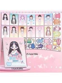 1pc Book Of 20pcs Clothing Stickers, Cartoon Stickers, Quiet Stickers, Game Stickers, DIY Dress-Up Party Favors Sticker