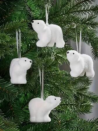 1pc Christmas Decorations White Bear Pendant Christmas Tree Decoration Pendant Christmas Polar Bear Doll Small Ornament Home Decor Room Decor Winter Christmas Decorations Home Christmas Gifts Christmas Decor