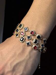 1pc Fashionable Colorful Four-Leaf Clover Copper Zirconia Bracelet For Men, Punk Hip-Hop Men's Bracelet, Suitable For Daily Wear - Bracelet - View 14