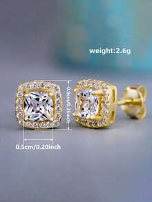 1 Pair Fashion 925 Sterling Silver Cubic Zirconia Stud Earrings Wedding Anniversary Ear Jewelry For Women Gift Fine Jewelry