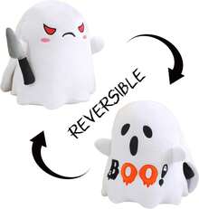 Reversible Ghost Plushie - Angry & Scared - 10 Inch Sensory Toy - 骷髏貓和蝙蝠 - 查看 8