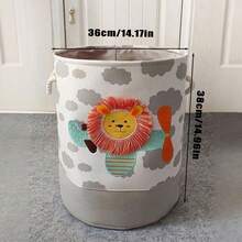 1 chiếc giỏ đựng quần áo bẩn bằng vải gấp gọn, họa tiết động vật hoang dã hoạt hình dễ thương, hình chữ nhật, dung tích lớn, nhiều kích cỡ, thích hợp cho phòng trẻ em, phòng ngủ, phòng khách, phòng tắm. - Nhiều màu - Xem 2