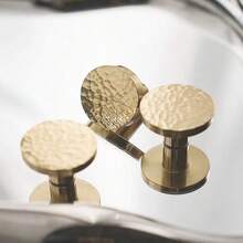 1/2/3 件手工锤击锌合金拉手，简约金色圆形旋钮，适用于衣柜、橱柜、抽屉、梳妆台、家具