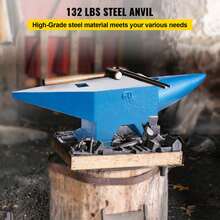 Single Horn Anvil 132Lbs Cast Steel Anvil Blacksmith For Sal E Forge Steel Tools With Round And Square Hole And Equipment Anvil Rugged Blacksmith Jewelers Durable And Robust Metal Working Tool - Blue - View 2
