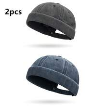 Berretto basco stile marinaio casual di moda in colore tinta unita, lavato in denim, unisex, antivento, adatto per autunno e inverno