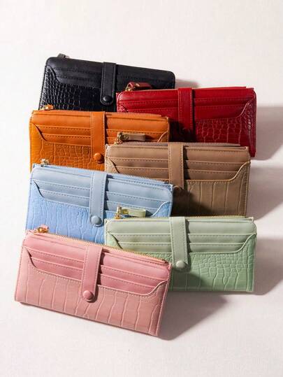 1. Long Crocodile Embossed Multi-Card Wallet\N2. Pastel Color Short Wallet\N3. Minimalist Multi-Layer Wallet\N4. Versatile Fresh Color Card Holder