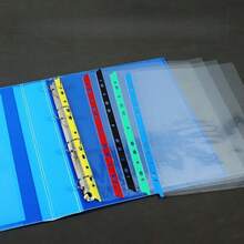 1 pieza de 10 paquetes de bolsas de archivo de borde de color PP con 11 agujeros, bolsa de plástico A4 para almacenamiento de documentos, bolsa de protección de datos de oficina para estudiantes - Multicolor - Ver 7