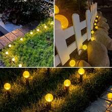 (Upgraded Larger Size) 1 Pack 20 LED Solar Powered Pathway Lights, Paper Box Packaging 3.6cm Crystal Bubble Ball, Turns Off During Daytime, Lights Up At Night, Fairy Tale Path Lights, 8 Lighting Modes For Camping, Party, Trail, Summer, Lawn, Yard, Garden, Wedding Party, Christmas Decoration