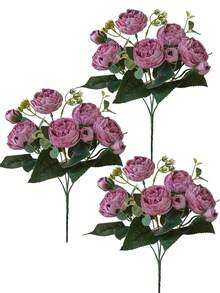 1pc/3pcs Artificial Flowers Faux Peony Flowers Bouquet Fake Roses Flowers Bulk Glorious Flower Bouquets Silk Peonies For Home Party Wedding Decoration Bridal Table Centerpieces Valentines Decor