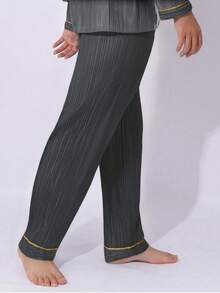 COTOLO Pijama de hombre pijamas para hombre pijama hombre pijama conjunto de pijamas para hombre de color azul marino con detalles de ribete dorado, corte regular, estilo sencillo, para uso en el hogar - Verde - Ver 9