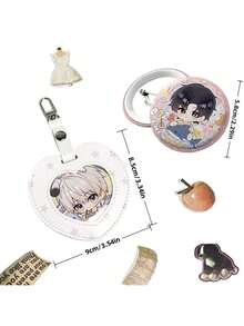 1 peça 58 mm circular distintivo/capa protetora de armazenamento de distintivo em forma de coração, suporte de distintivo ACGN, material PU, pingente de bolsa de dor