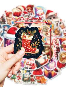 50 Stücke Cartoon Aufkleber Weihnachtsaufkleber süße Aufkleber Weihnachtsschmuck Fröhliche Weihnachten Aufkleber Weihnachtsdekoration süße Weihnachtsparty Geschenke Vinyl wasserfest für Laptop Handy Auto Skateboard Wasserflaschen Scrapbooking Computer Journaling