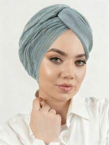 1 件女士长袍配饰纯色头巾帽子头巾头巾头带日常下帽面纱服装 - 顏色 - 查看 15