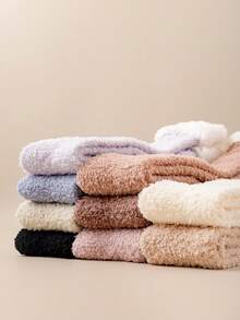 1 par de calcetines de felpa de coral para mujer, calcetines térmicos gruesos y cálidos para el invierno, adecuados para el hogar, el posparto y dormir