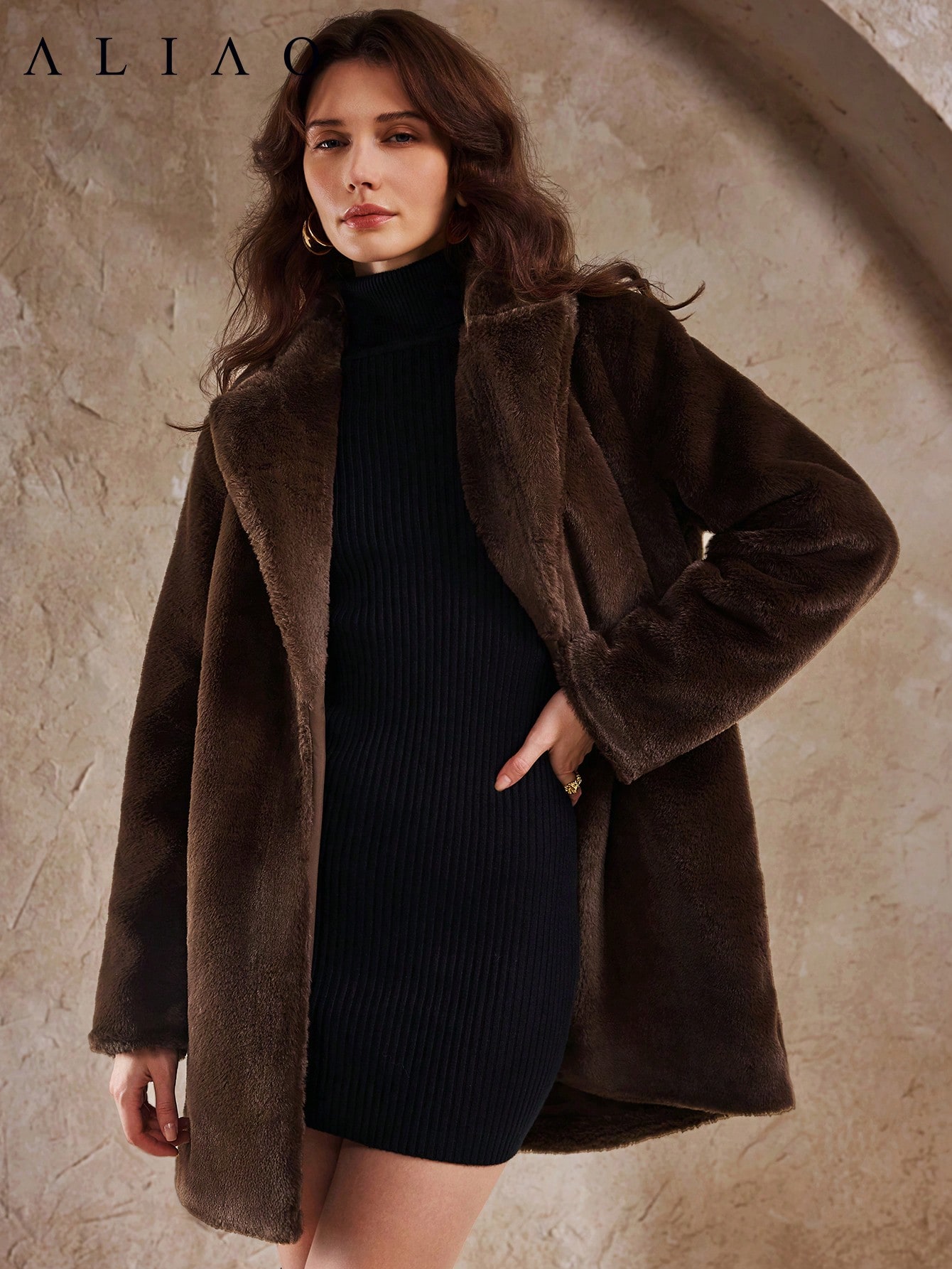 معطف مقلد من الفرو عالي الجودة، معاطف شتوية، هالوي...