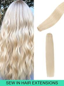 Extensões de cabelo costuradas, pacotes de cabelo humano real, extensões de cabelo com trama genial, trama colorida destacada, extensões de trama dupla amarradas à mão para mulheres