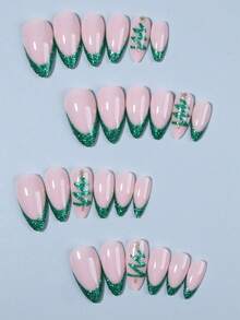 Bộ 24 miếng dán móng tay acrylic hình cây thông Noel, họa tiết ngôi sao lấp lánh, vừa vặn hoàn hảo. Bộ sản phẩm bao gồm: 1 miếng gel dẻo và 1 dũa móng. Nghệ thuật trang trí móng tay chủ đề Giáng sinh giúp đầu ngón tay bạn tỏa sáng rực rỡ, phù hợp cho các bữa tiệc, khiêu vũ và sử dụng hàng ngày vào mùa thu. - màu xanh lá - Xem 4