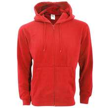 Mens Plain Full Zip Hooded Sweatshirt (Red) - Red - View 2