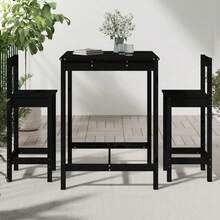 vidaXL 3-Piece Garden Bar Set Solid Pine Wood Black